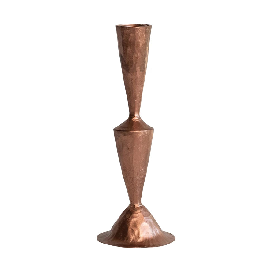 7.5" Hand-Forged Cast Iron Taper Holder, Copper Finish